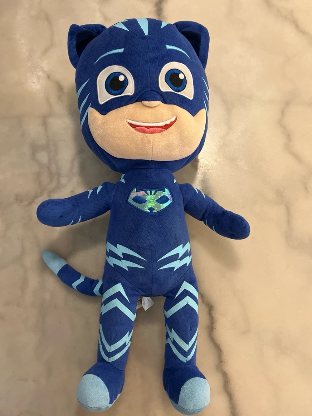 Blue Cat Superhero Plush Figure - Navy & Light Blue Kids Toy